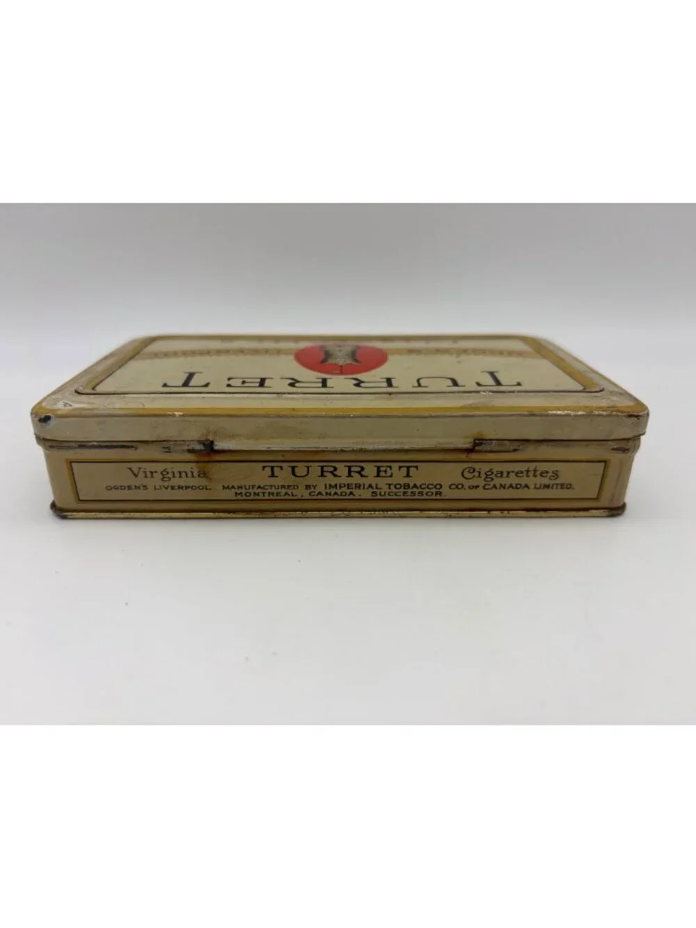 Antique Pair Turret Cigarettes Tins Ogden's Liverpool 50 100 Canadian Tobacciana